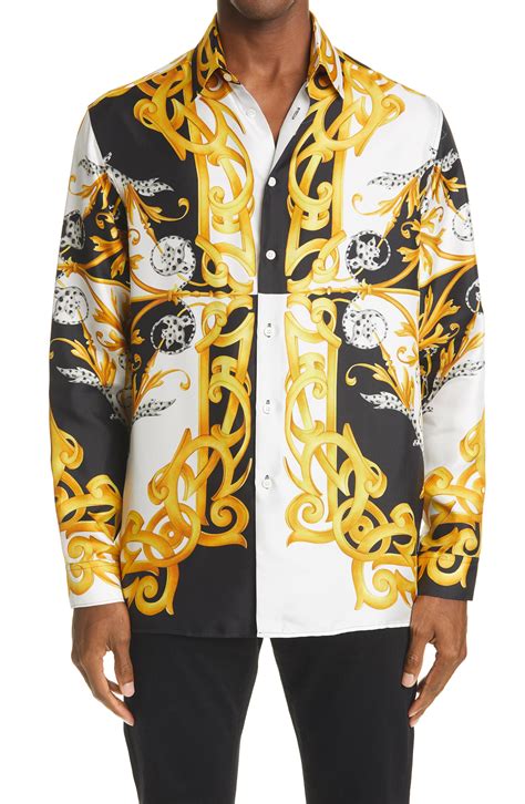 versace barocco acanthus print silk shirt